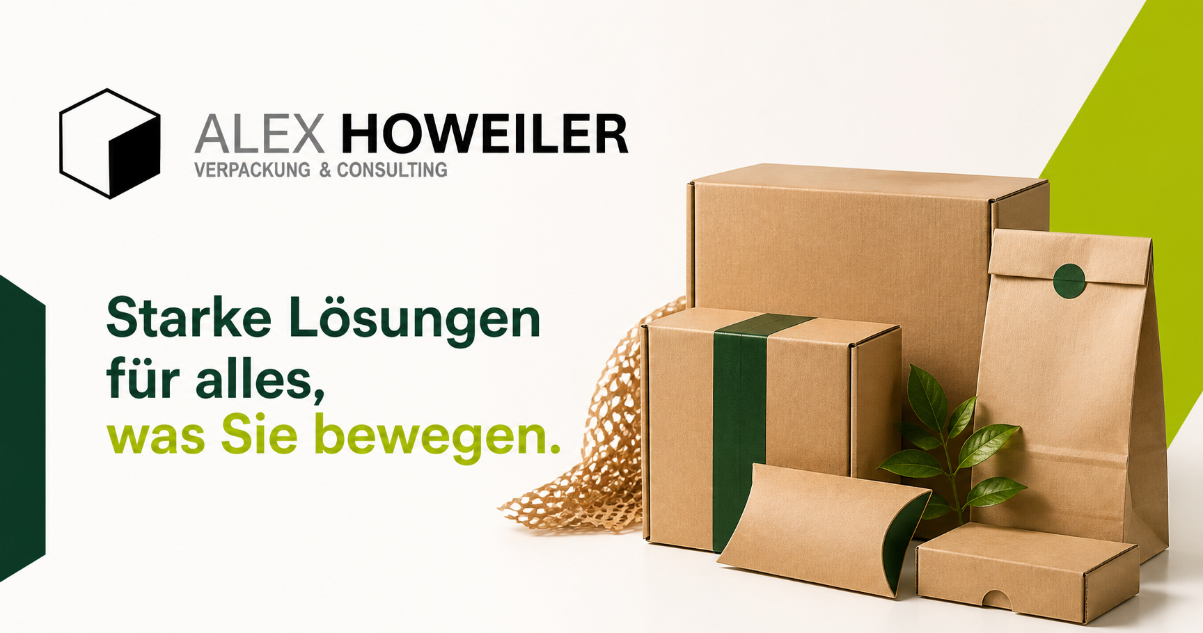 Verschiedene Versandkartons, Faltschachteln und Papierverpackungen